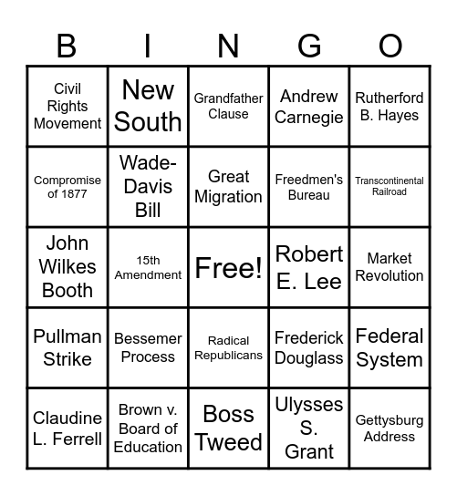 APUSH Bingo #3 Bingo Card