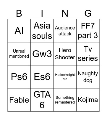 Untitled Bingo Card
