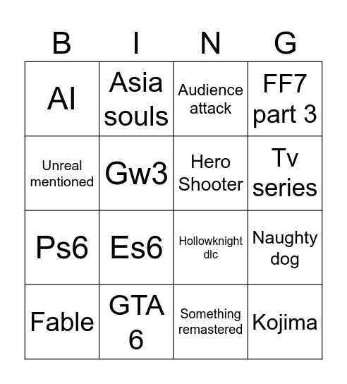 Untitled Bingo Card