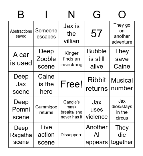 TADC Ep 9 Bingo Card