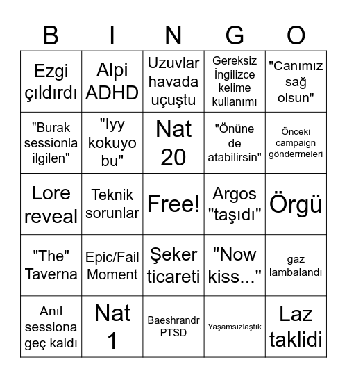 Campaign 3 Bingo Card