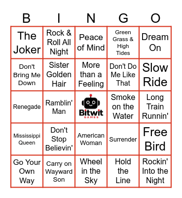 6.10.26 70s ROCK ANTHEMS Bingo Card