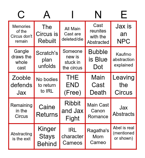 TADC Buds Bingo Card