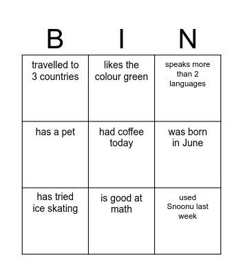 Find someone who Bingo Card
