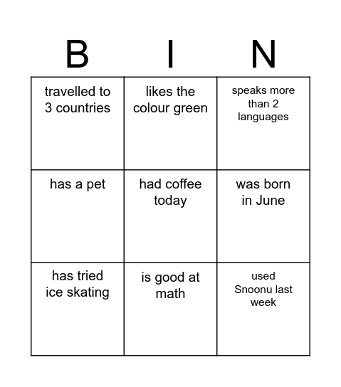 Find someone who Bingo Card