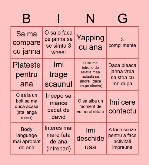 Is emi un jeg de om si se da la ana? Bingo Card