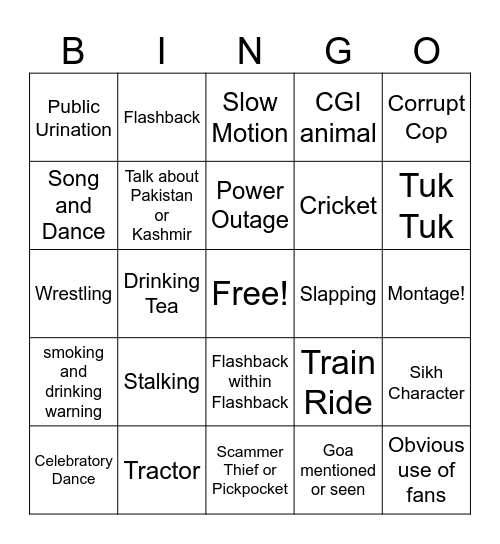 Indian Movie Bingo! Bingo Card