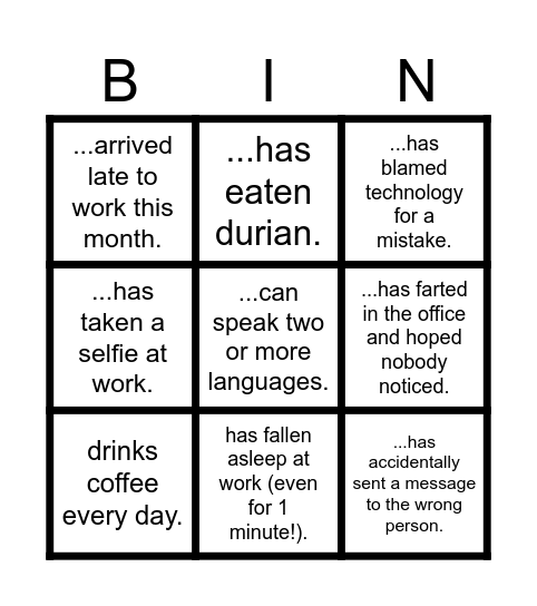Find someone who??? Bingo Card