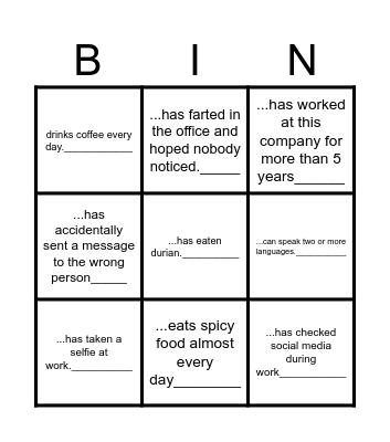 Find someone who??? Bingo Card