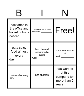 Find someone who??? Bingo Card