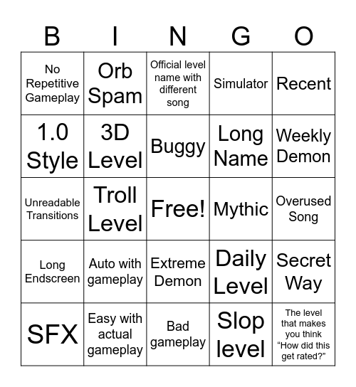 Featured Bash Bingo (GD) Bingo Card