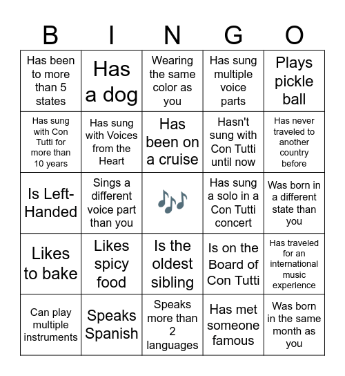 Con Tutti BINGO Card
