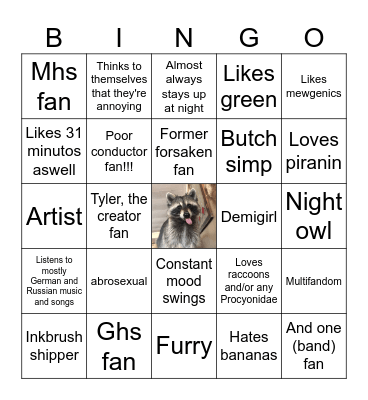 Miko's bingo card ^^ Bingo Card