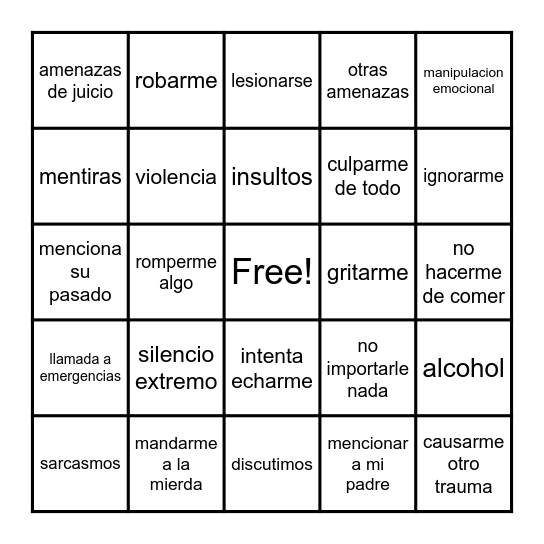 semana con mi madre Bingo Card