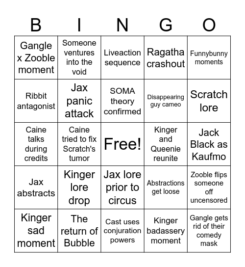 TADC: The Final Act (Chandler) Bingo Card