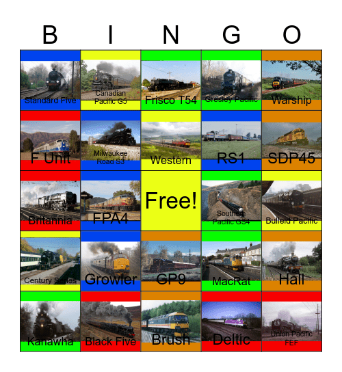 Steam and Diesel Excursions in their memories Bingo Card
