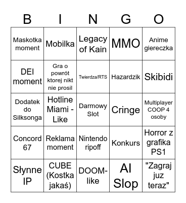 Future Game Show 2026 Bingo Card