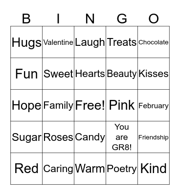 Valentines Day Bingo Card