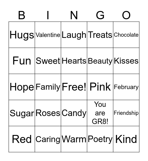 Valentines Day Bingo Card