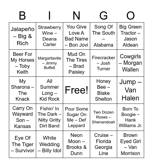 Small town Saturday nights Bingo Card