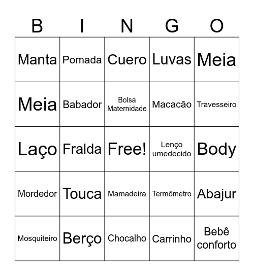 Chá da Letícia Bingo Card