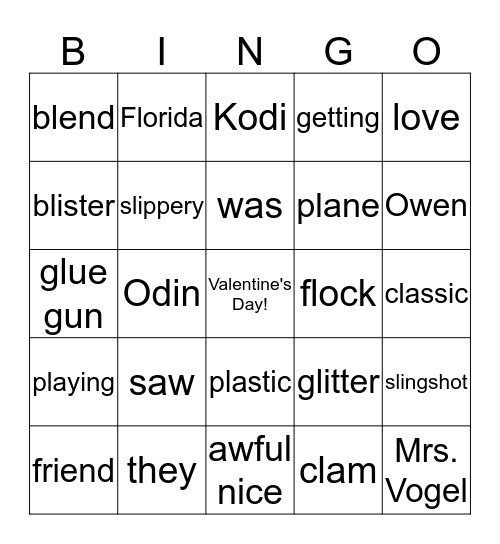 Happy Valentine's Day, Kodi, Odin, & Owen!!! Bingo Card