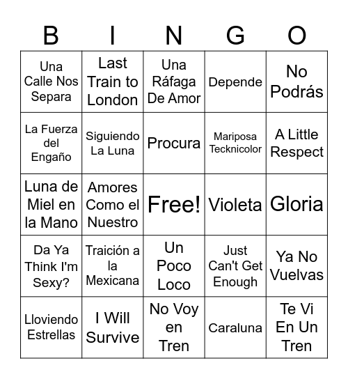 LAU’S MUSIC BINGO Card