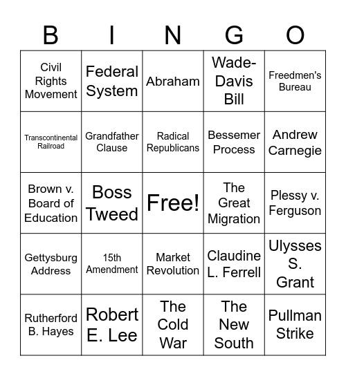 APUSH Bingo #3 Bingo Card