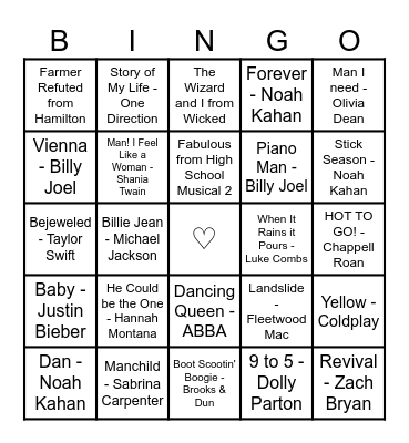 Hannah & Simon Bingo Card