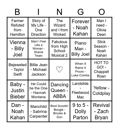 Hannah & Simon Bingo Card