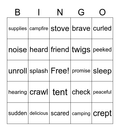 A Camping Adventure Adventu Bingo Card