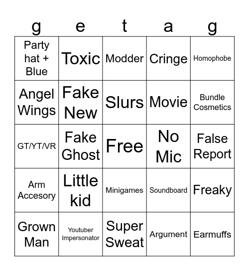 GTAG BINGO Card