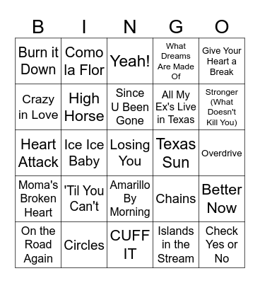Texas Natives Bingo Card