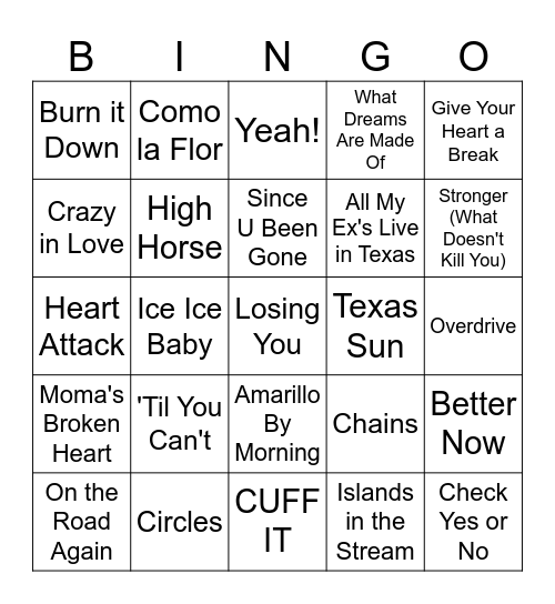 Texas Natives Bingo Card