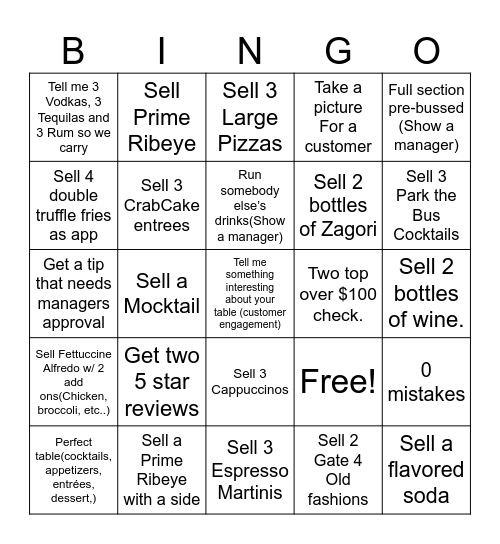 The Cage Bingo Card