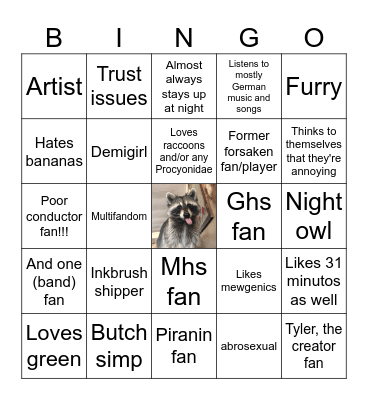 Miko's bingo card Bingo Card
