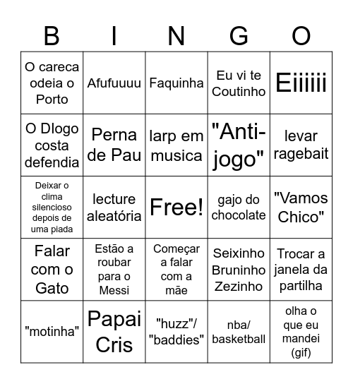 That guy Bingo Card