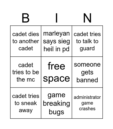 pickle war bingo Card