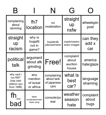 forza community bingo Card