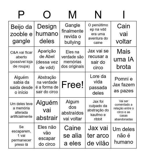 FILME DIGITAL CIRCUS BINGO Card