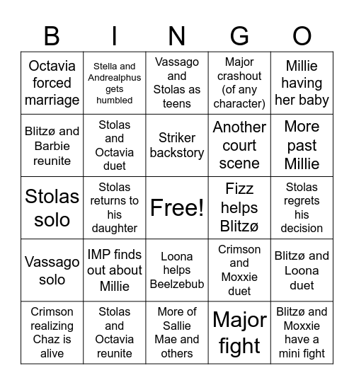 Helluva S3 Bingo Card