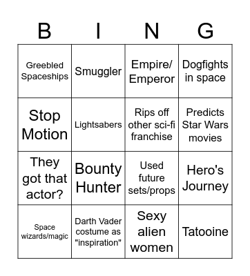 Star Wars Knockoffs Bingo Cards Bingo Card