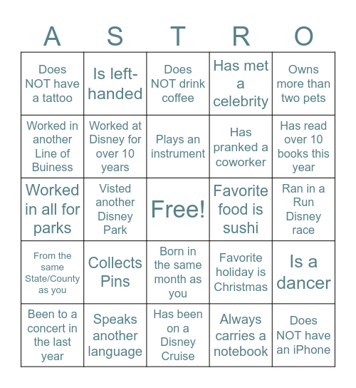 Get to know your Coords and Leaders Bingo Card