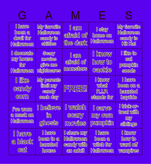 Spooky Halloween Bingo Card