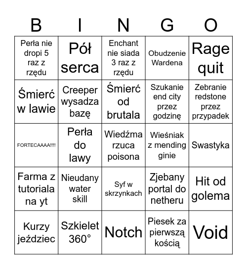 Hardcore Gank K Bingo Card