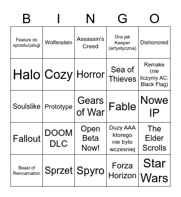 Xbox Showcase 2026 Bingo Card