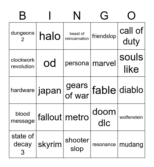 xbox games showcase 2026 Bingo Card