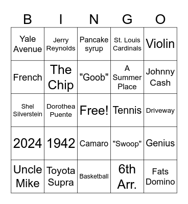 Happy Birthday, Papa!! Bingo Card