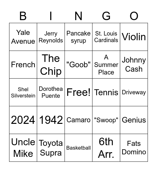 Happy Birthday, Papa!! Bingo Card