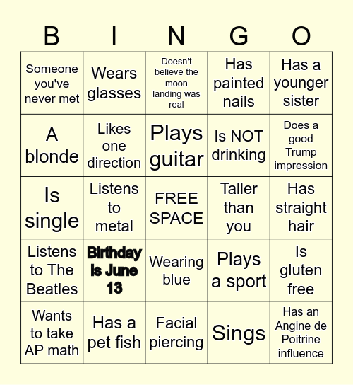 Birthday Bingo Icebreaker Bingo Card